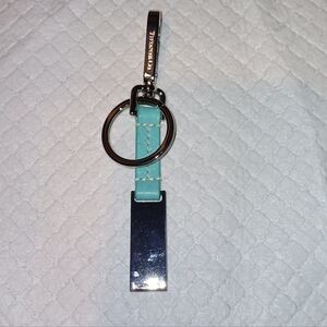 Tiffany & Co Blue Leather Silver Keychain